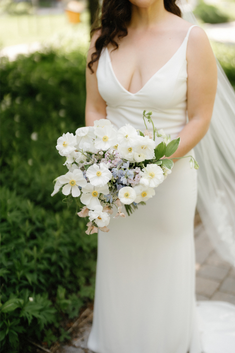 white wedding bouquet flower themed wedding