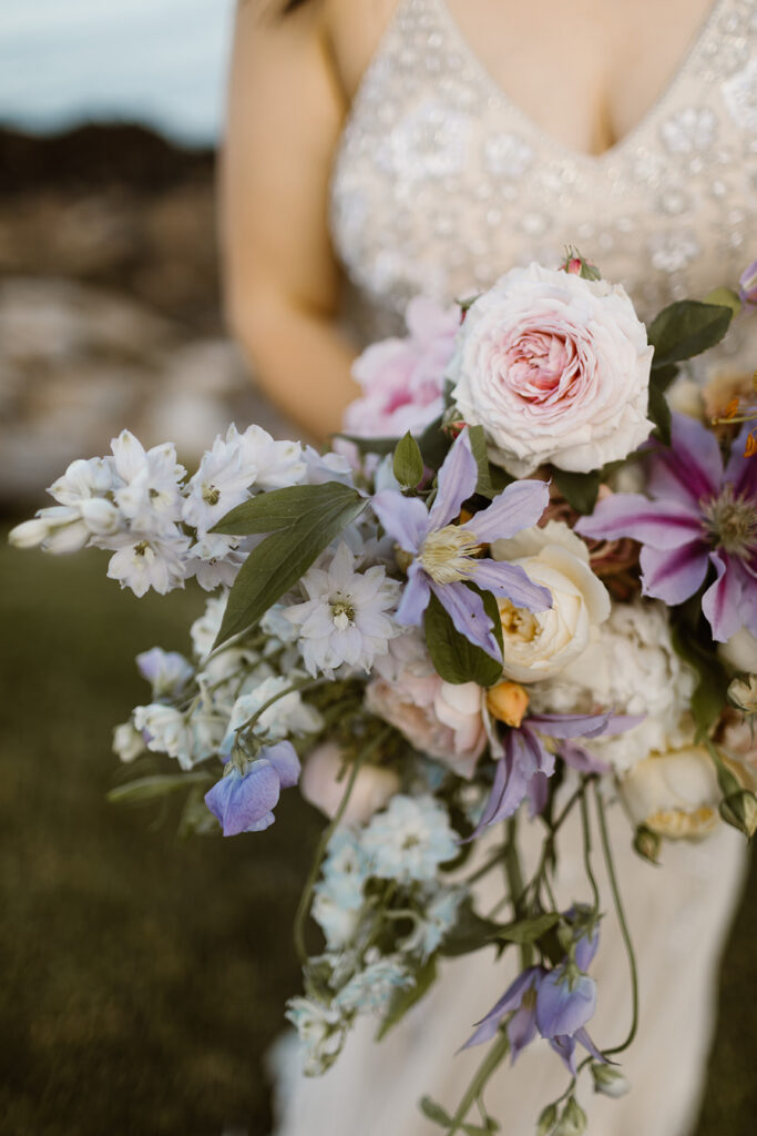 local New England florist with cascading bouquet