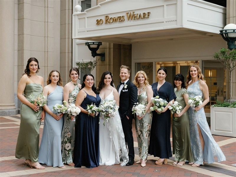 Wedding party outside the boston harbor hotel 