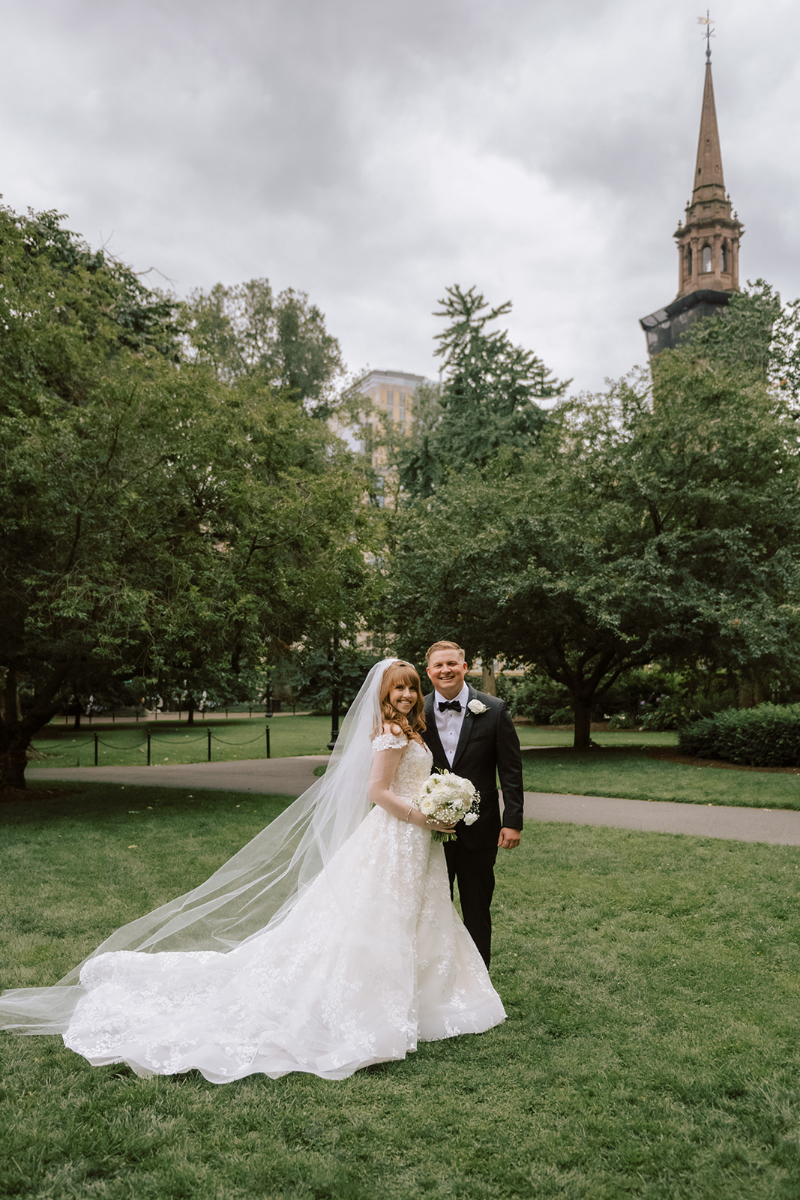 bride and groom at their Newbury Boston wedding 