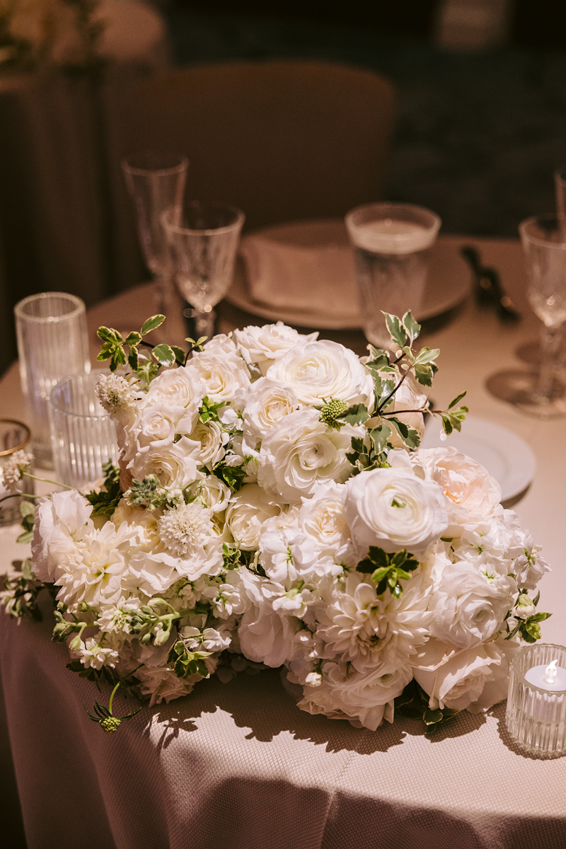 Lovely white flowers at a New England Coast wedding