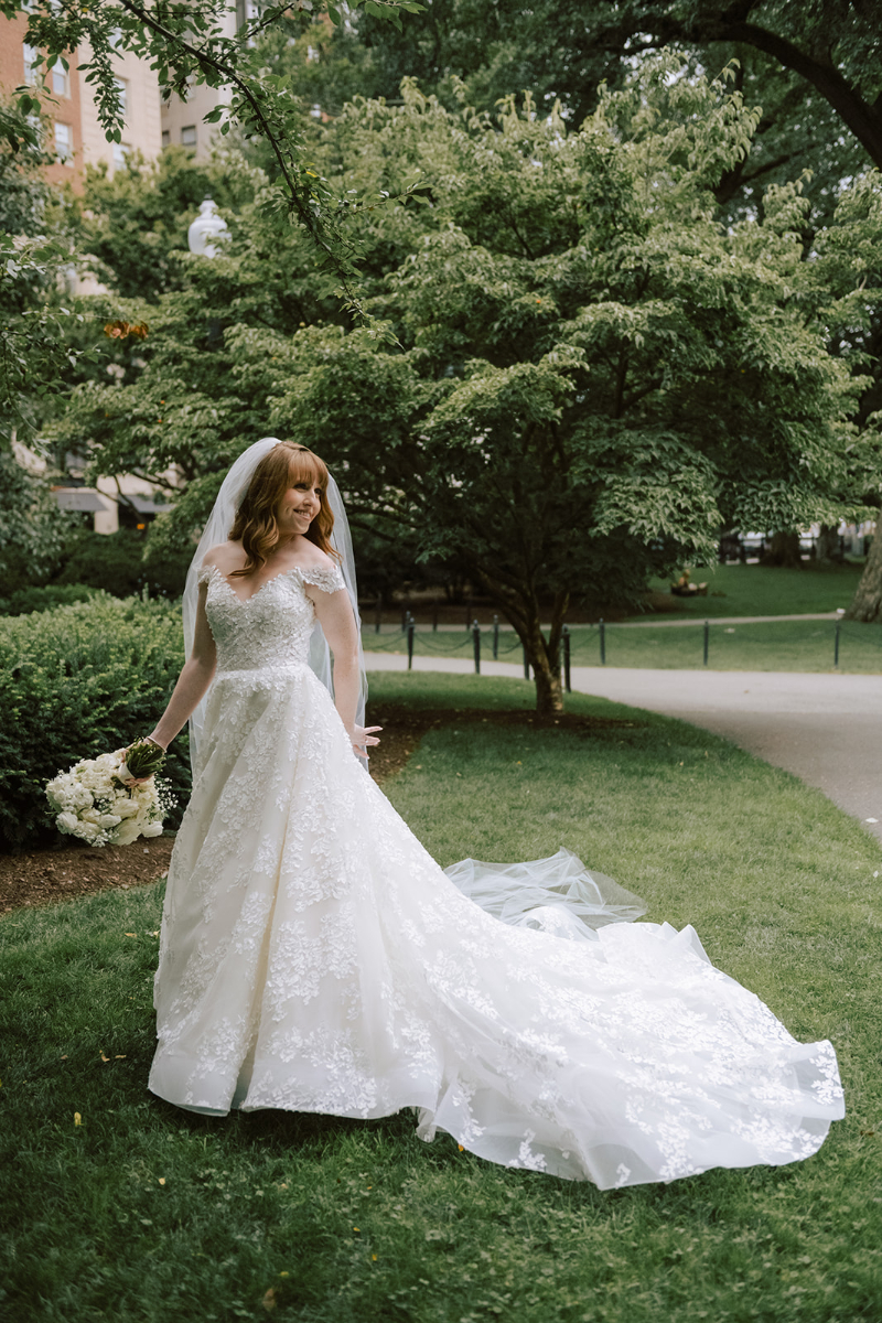 bride in the garden at the Newbury Boston