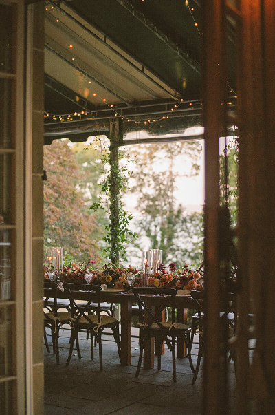 Outside looking in at the wedding reception at glen manor house 